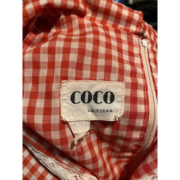 Vtg 1970’s Coco California Red Gingham Lace Prairie Dress Cottagecore - Picture 3 of 3
